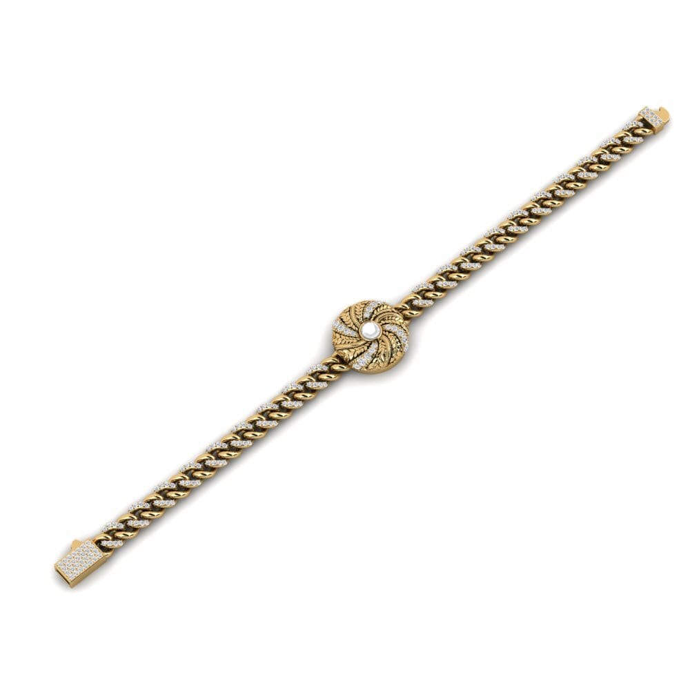 18k Oro Amarillo Diamante cultivado en laboratorio Pulsera de Mujer Squely