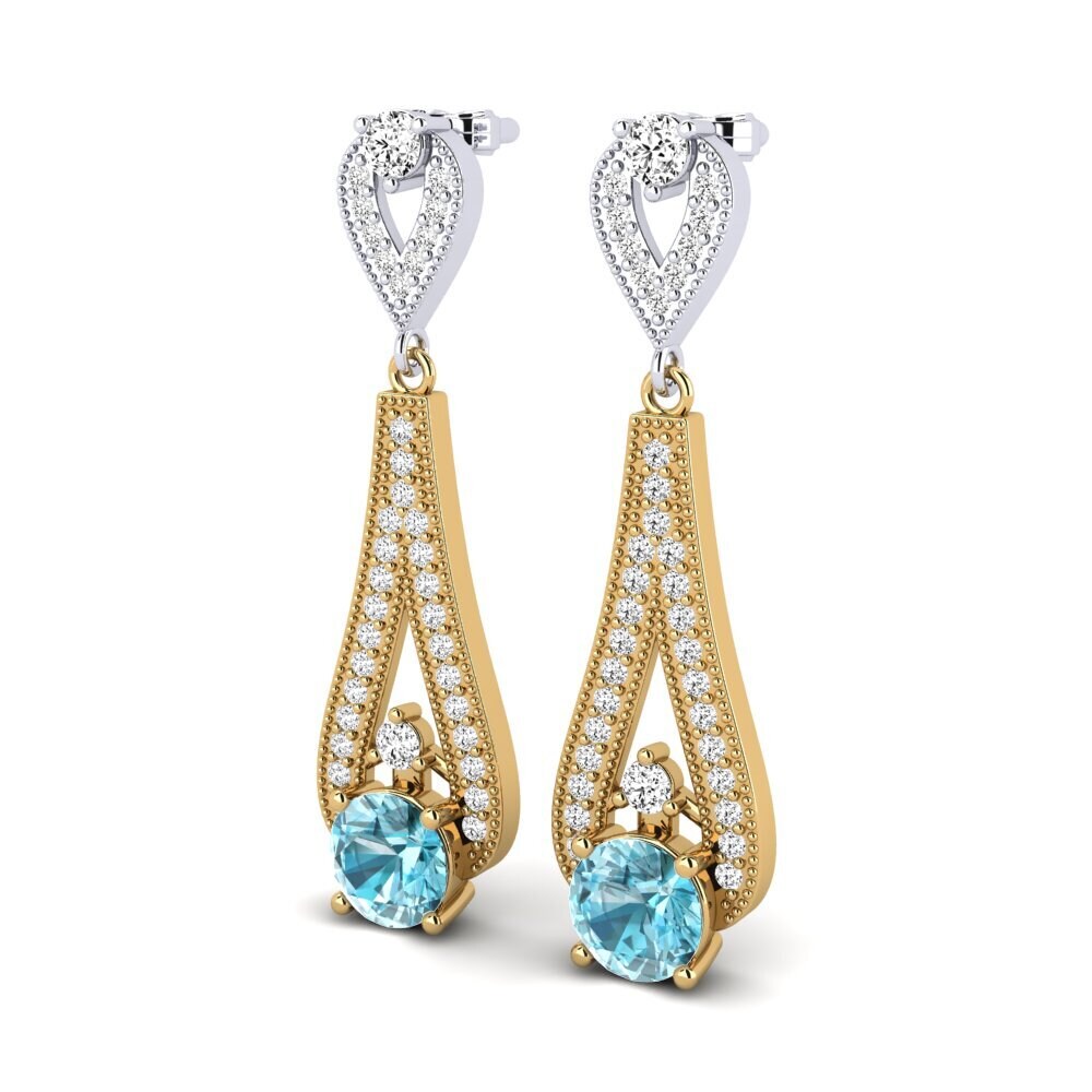 18ct Yellow & White Gold Blue Zircon Women's Earring Stacey