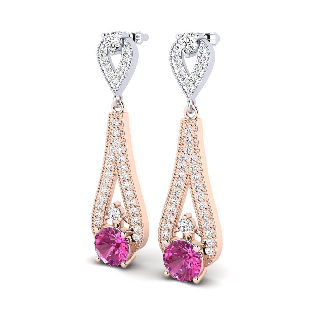 18k Oro Rosa & Blanco Topacio Rosa Pendiente de mujer Stacey
