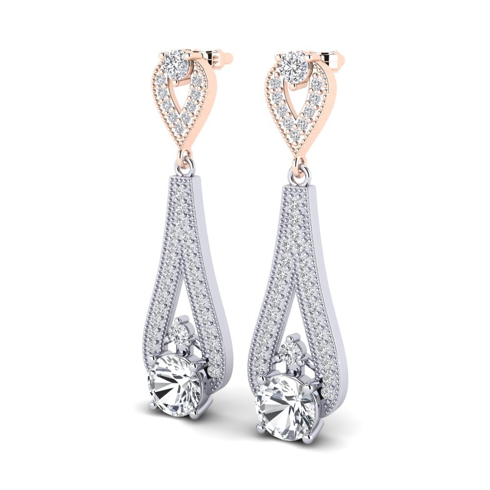 14ct White & Rose Gold White Zircon Women's Earring Stacey