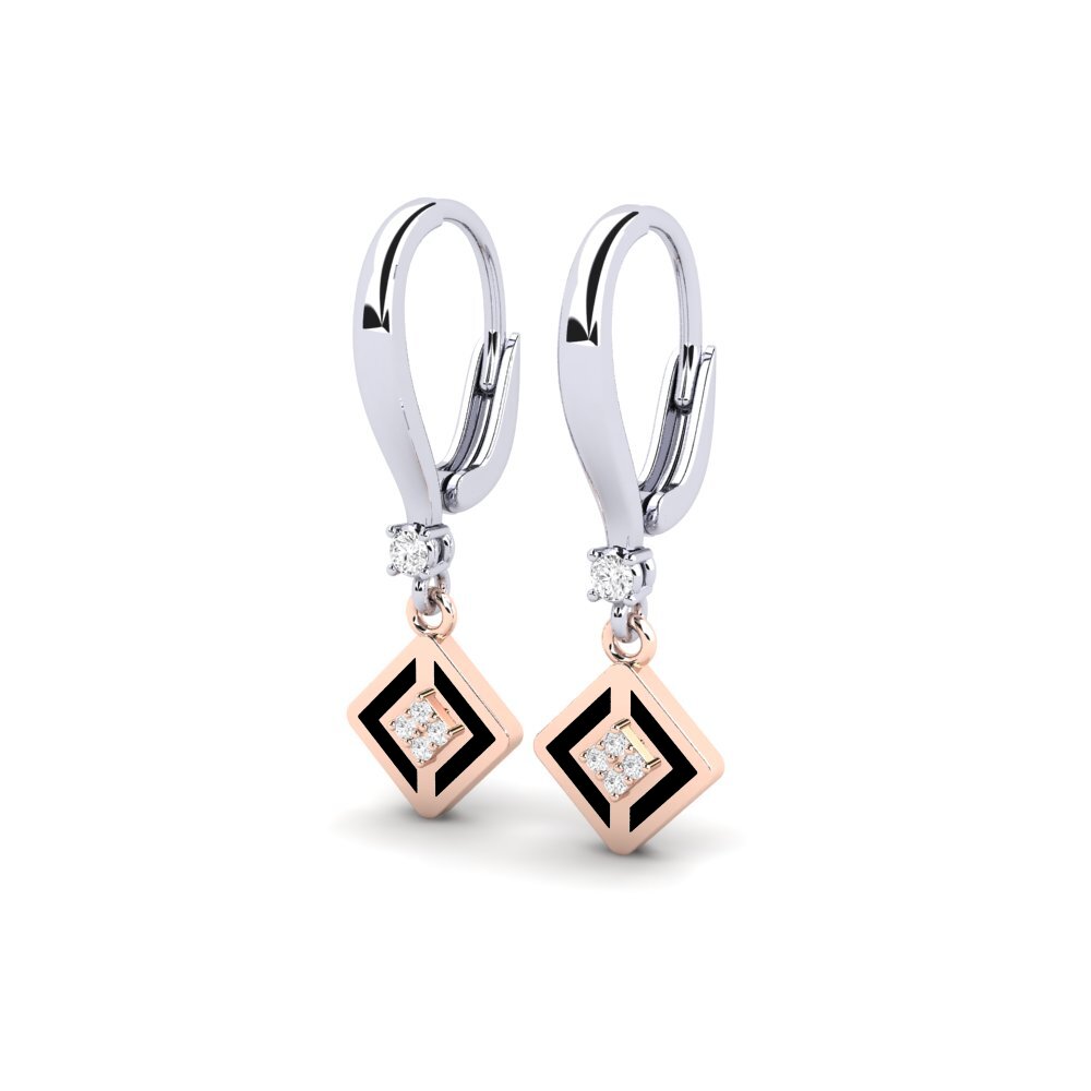 14ct White & Rose Gold Women's Earring Stagnante