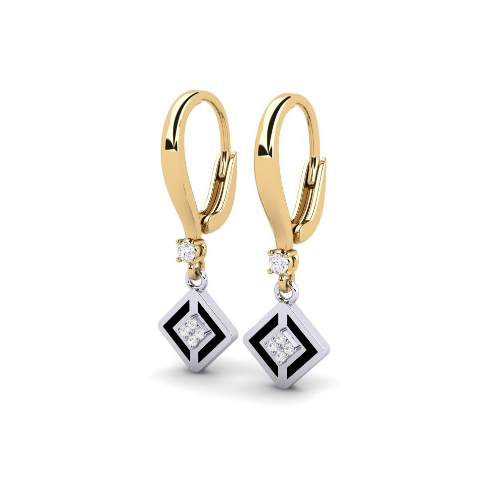 14ct Yellow & White Gold Women's Earring Stagnante