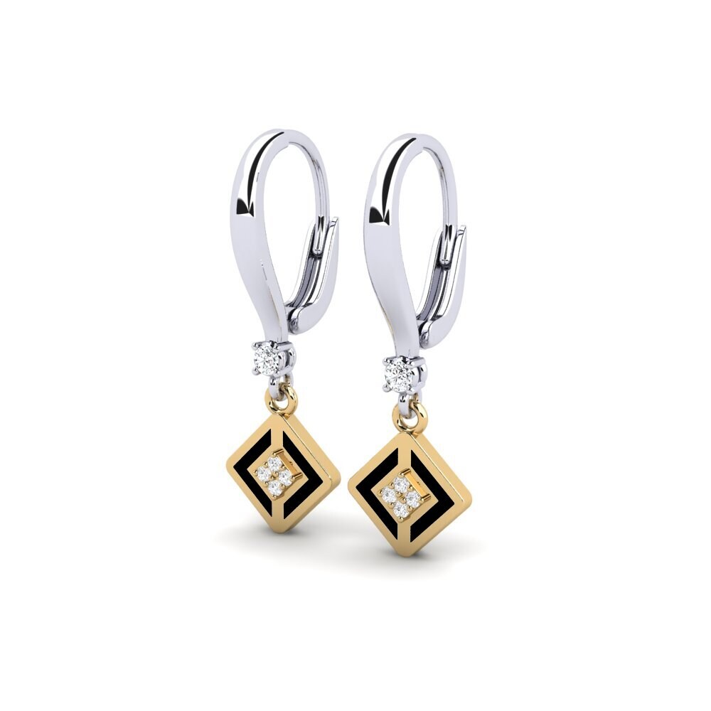 14k White & Yellow Gold Zirconia Women's Earring Stagnante