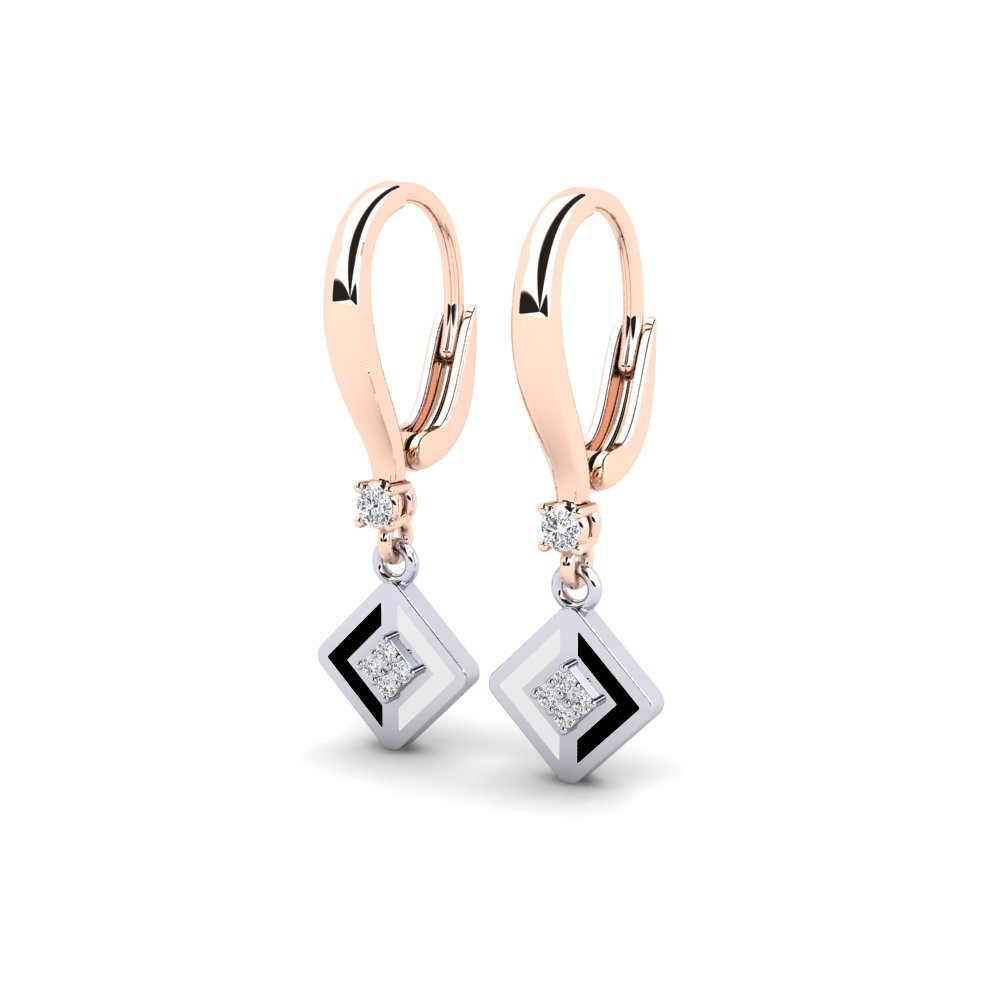 14k Oro Rosa & Blanco Pendiente de mujer Stagnante