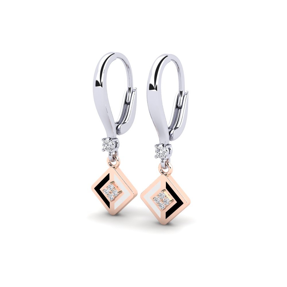 14k Oro Blanco & Rosa Pendiente de mujer Stagnante