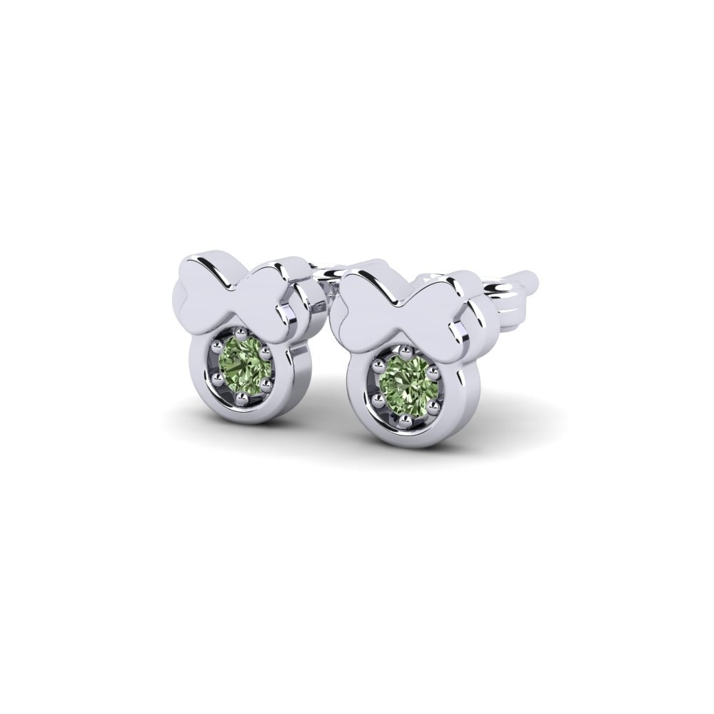 Platina 950 Diamante Verde Brinco Infantil Stami