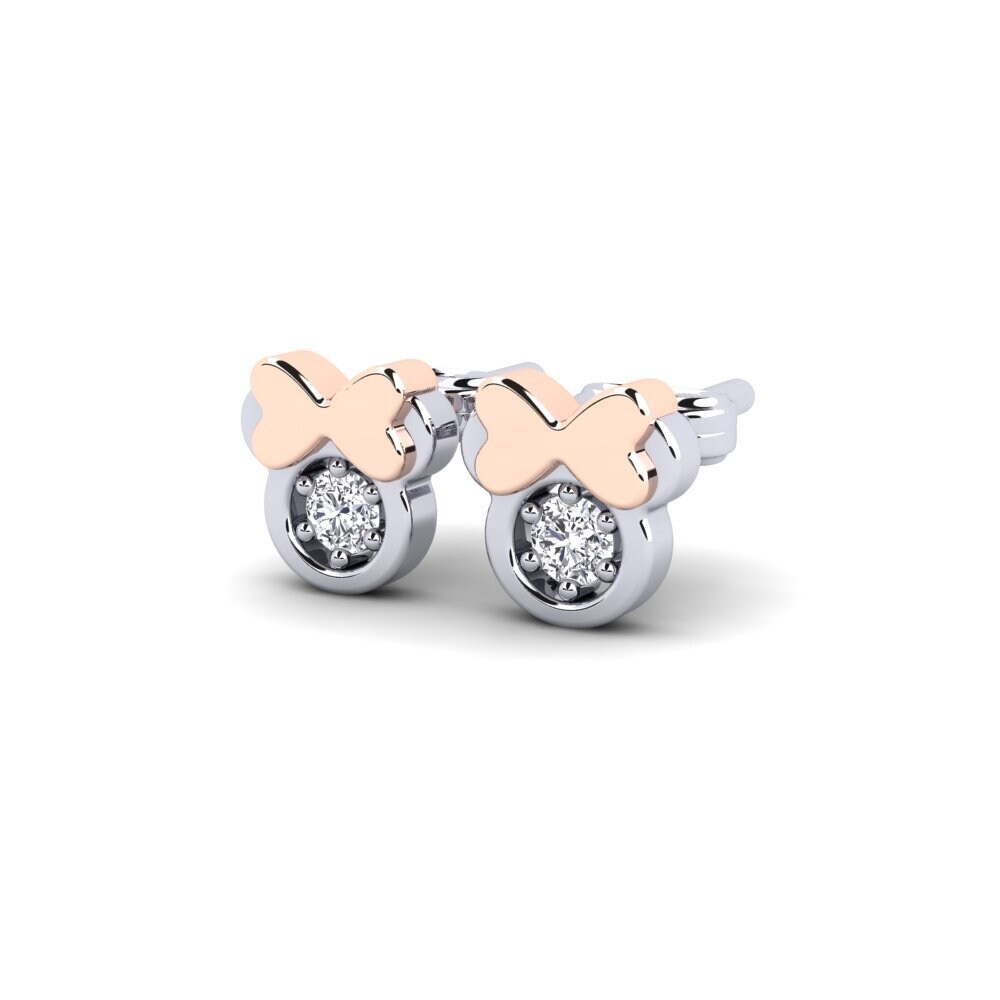 14k White & Rose Gold Lab Grown Diamond Kid's Earring Stami
