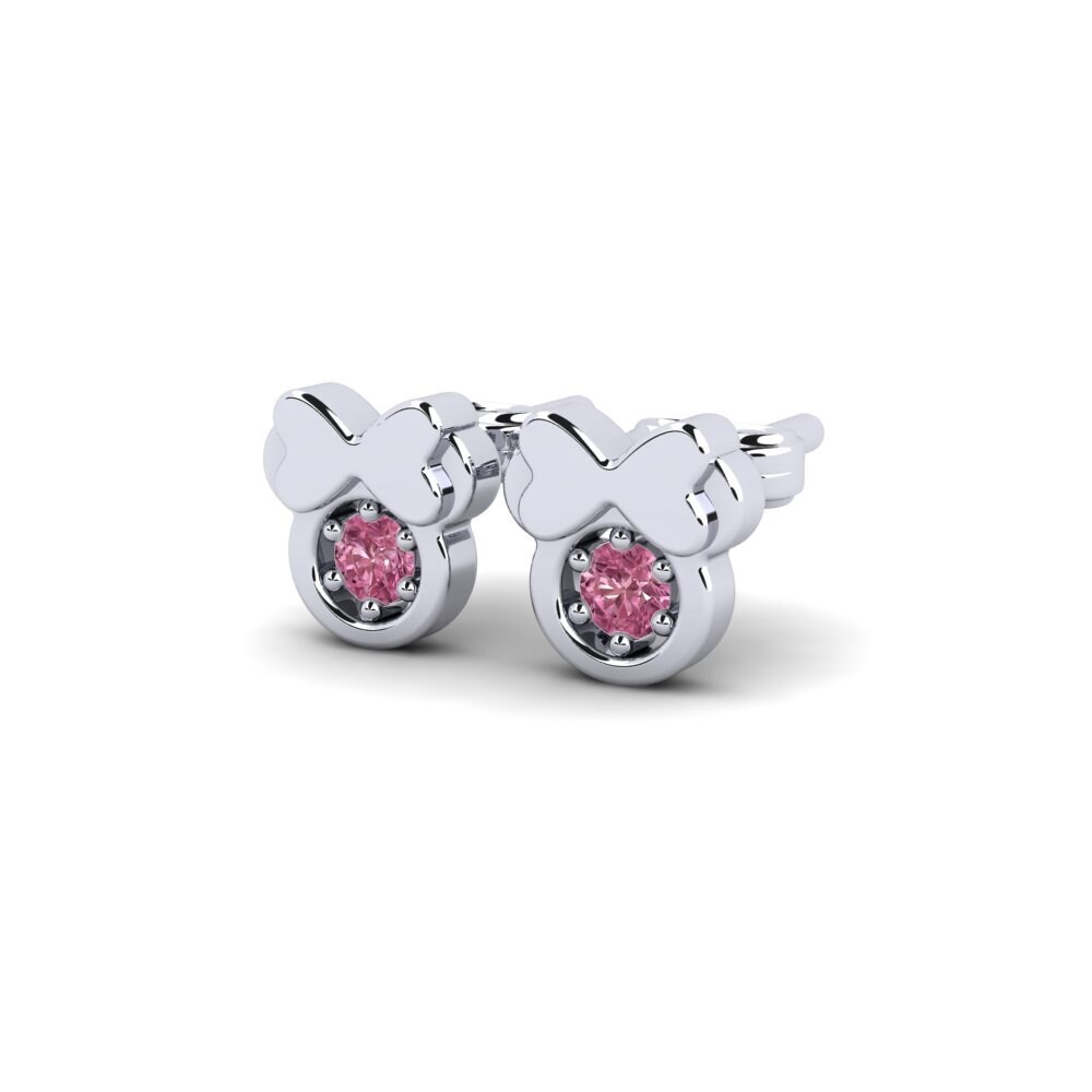 18k White Gold Rhodolite Garnet Kid's Earring Stami