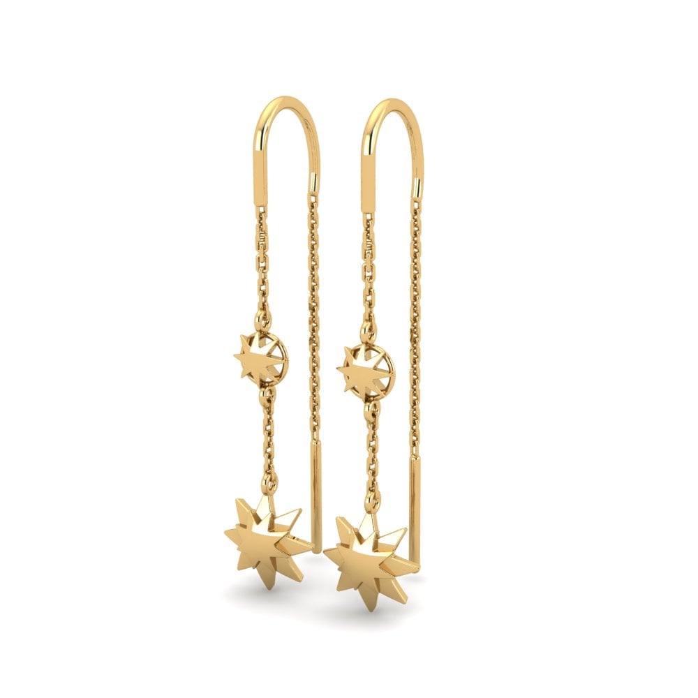 9k Oro Amarillo Pendientes Stardust