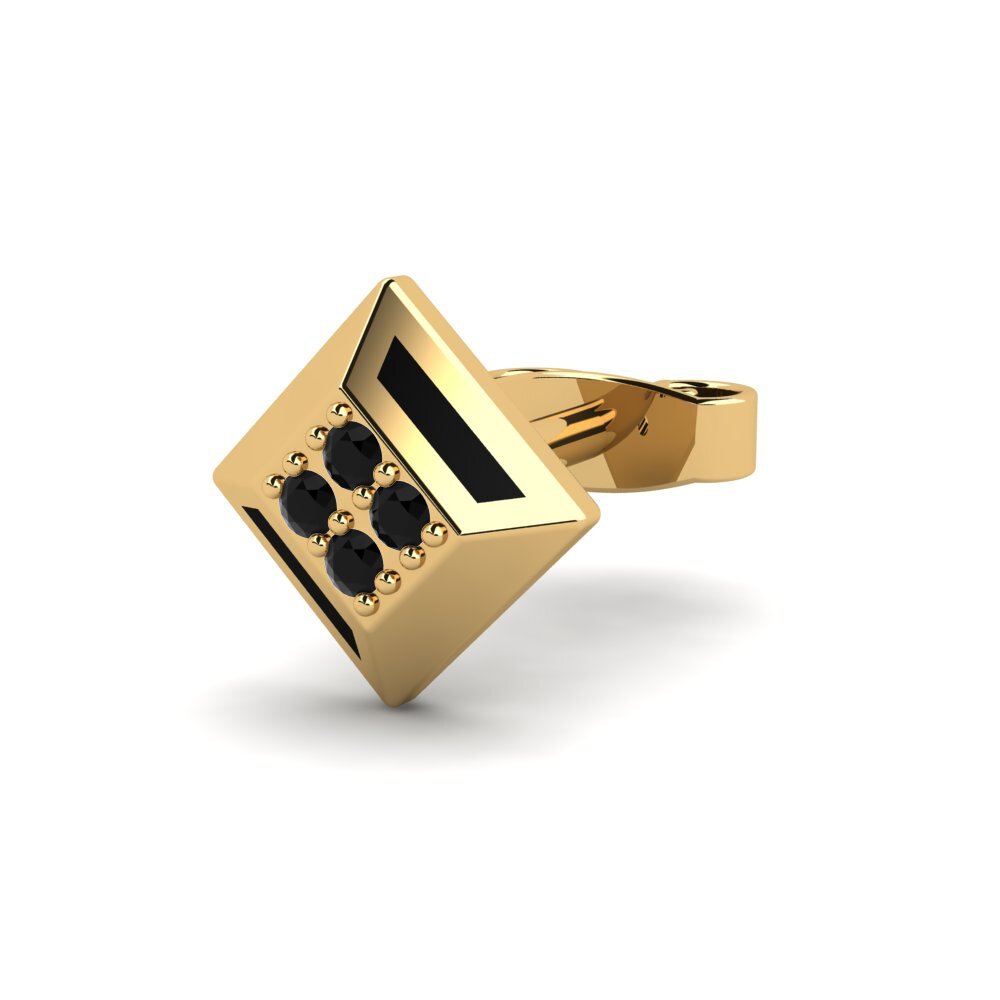 9ct Yellow Gold Black Onyx Men's Earring Staryu