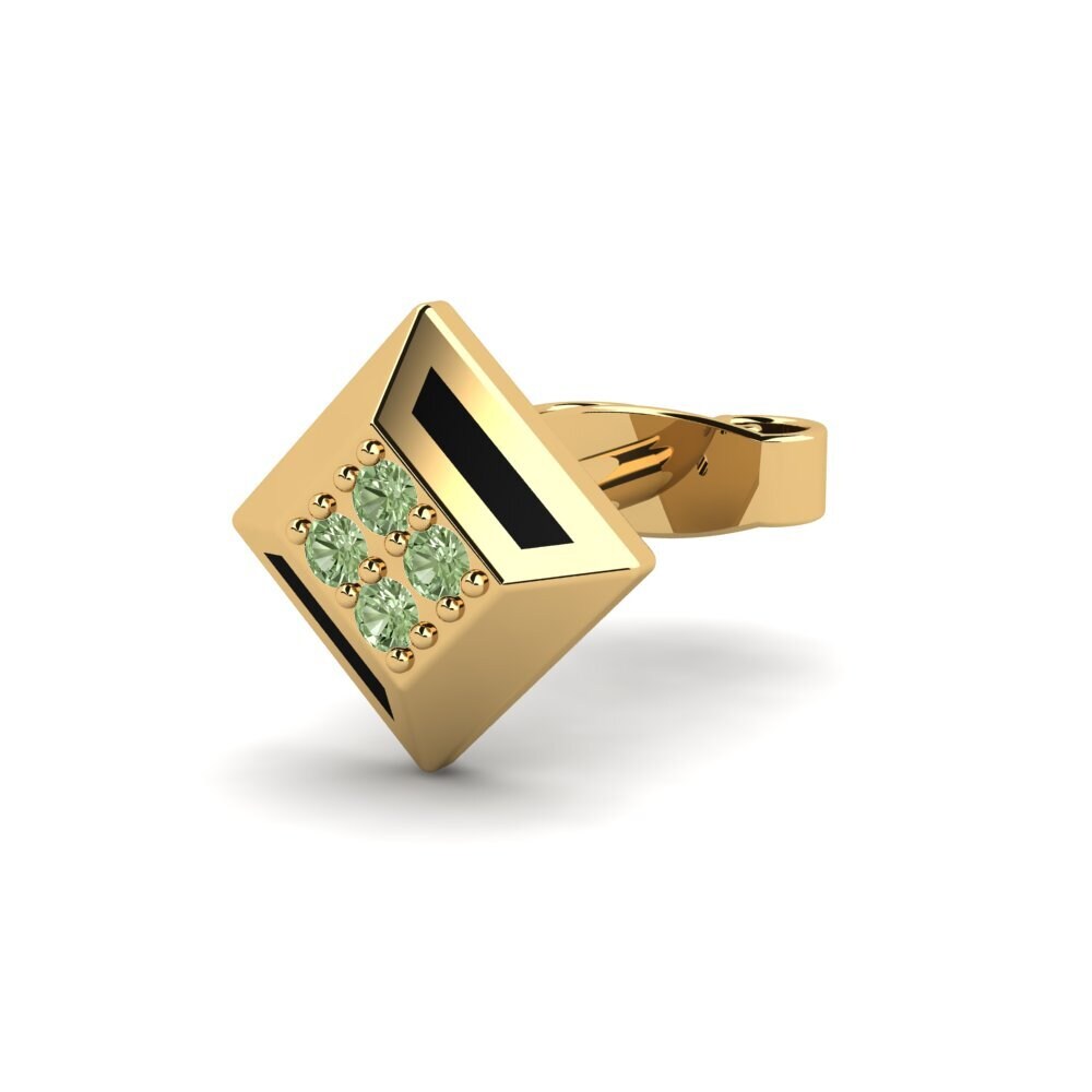 9ct Yellow Gold Green Diamond Men's Earring Staryu