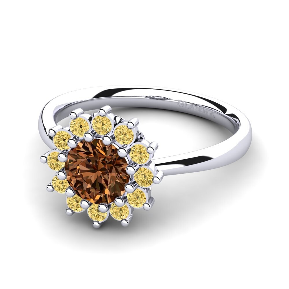 18k Oro Blanco Anillo de compromiso Staska