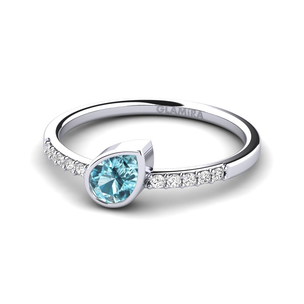 Paladio 950 Circón Azul Anillo de compromiso Steenee