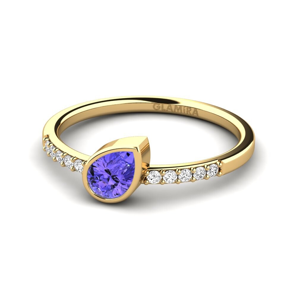 18k Oro Amarillo Tanzanita Anillo de compromiso Steenee