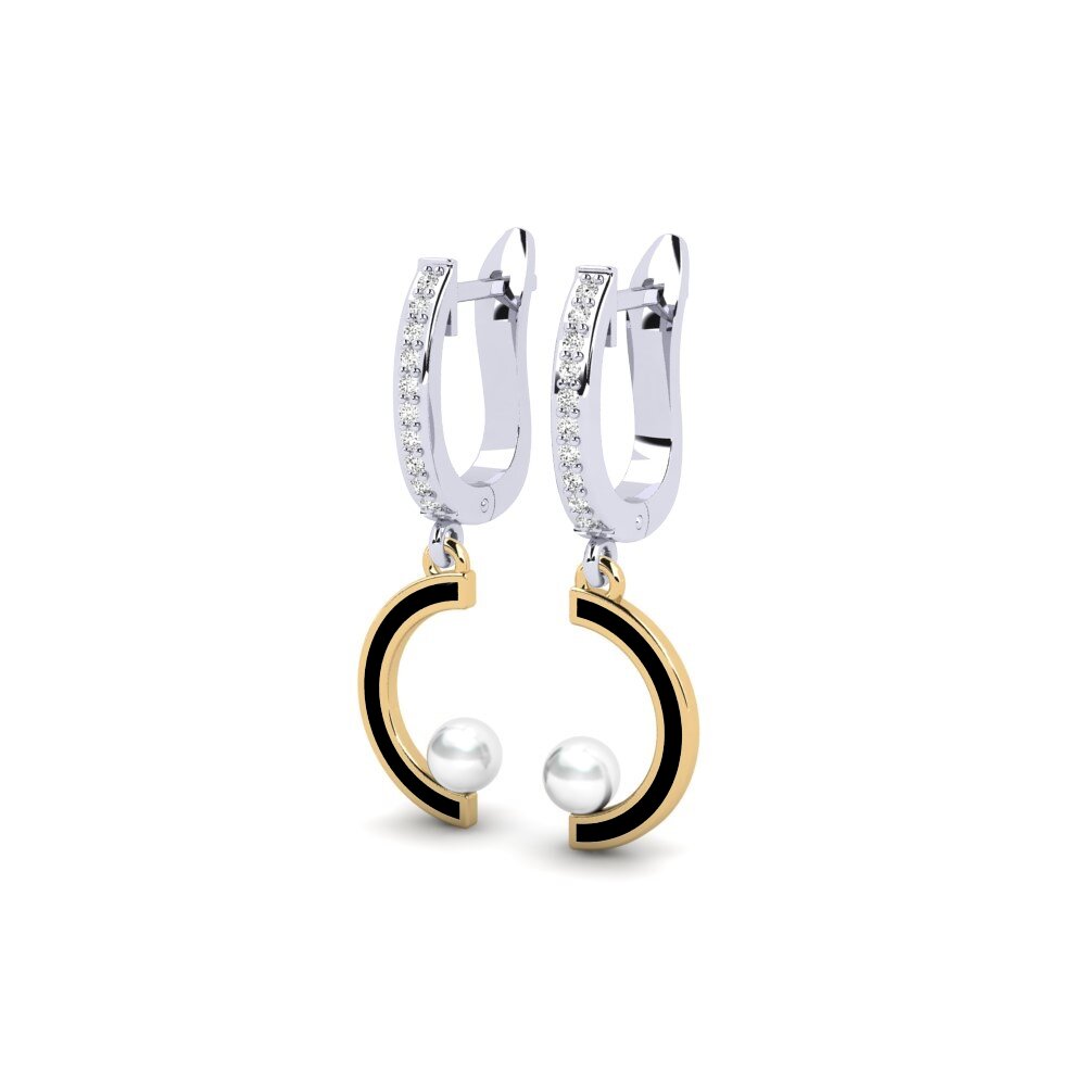 9ct White & Yellow Gold Moissanite Women's Earring Stellah