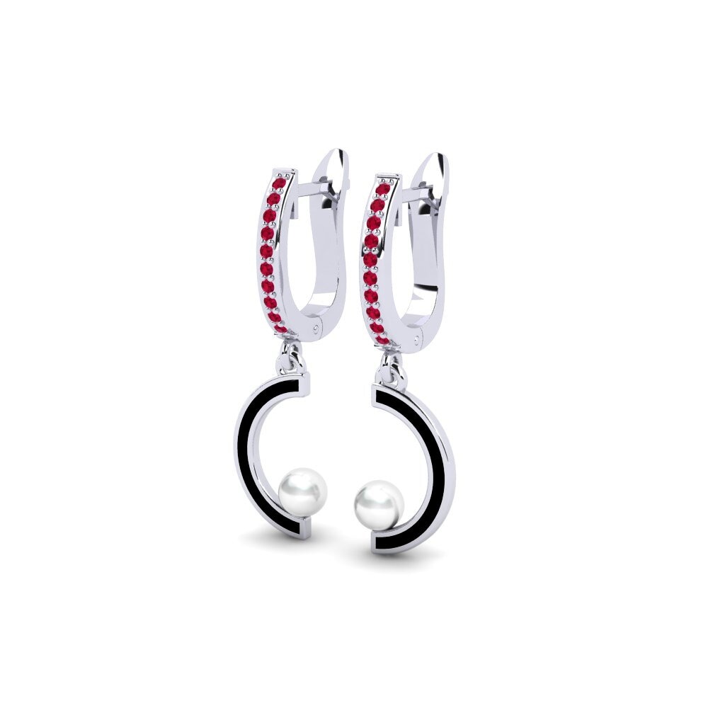 9ct White Gold Ruby Women's Earring Stellah