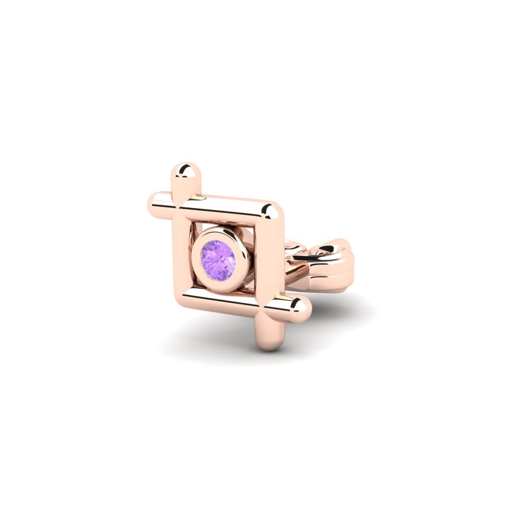9k Oro Rosa Amatista Pendiente para hombre Stove