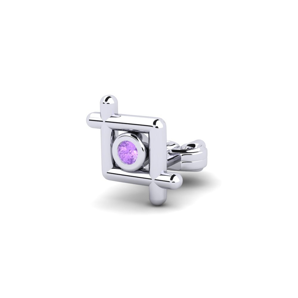 925 stříbro Ametyst Pánské náušnice Stove