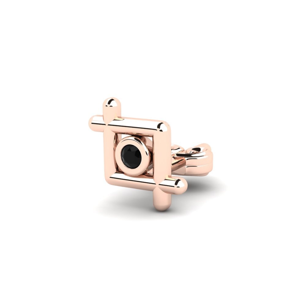 18ct Rose Gold Black Onyx Men's Earring Stove
