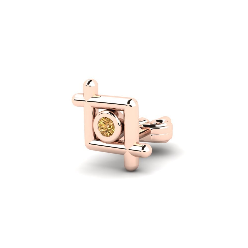 18ct Rose Gold Brown Diamond Men's Earring Stove
