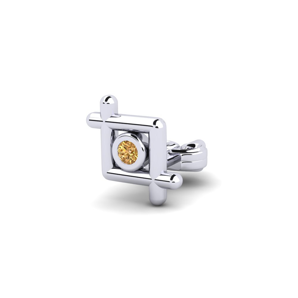 585 Bílé zlato Hnědý diamant Pánské náušnice Stove