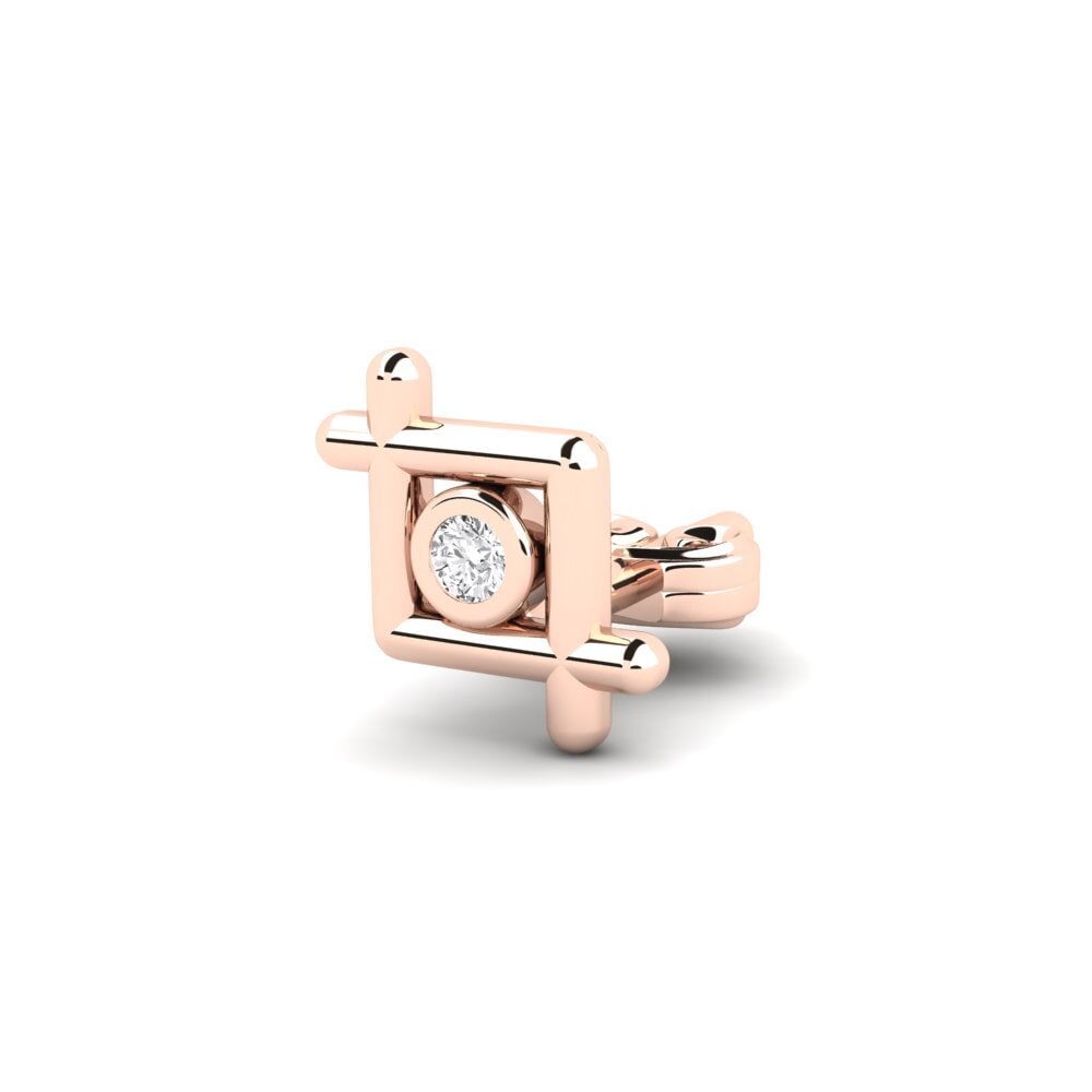 18ct Rose Gold White sapphire Men's Earring Stove