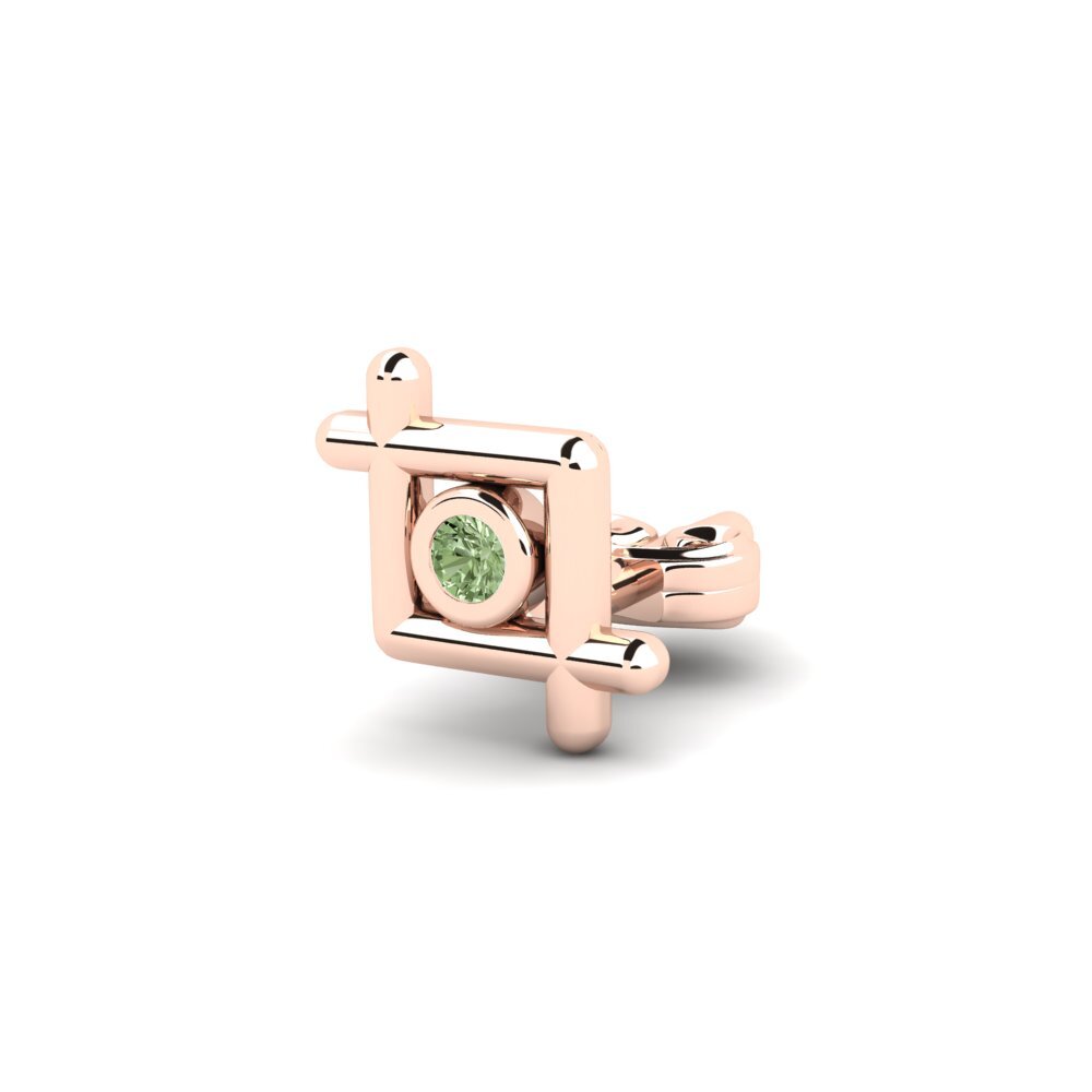 18k Oro Rosa Diamante Verde Pendiente para hombre Stove