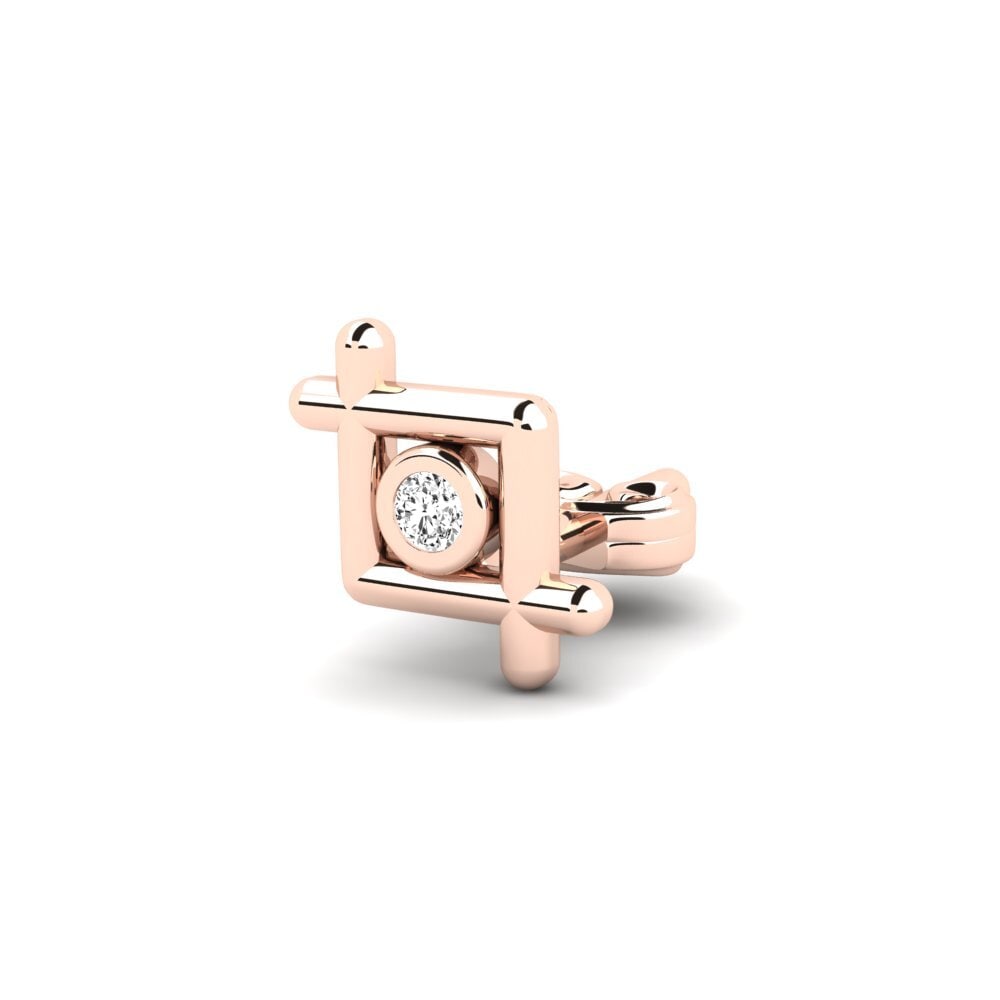 14ct Rose Gold Moissanite Men's Earring Stove
