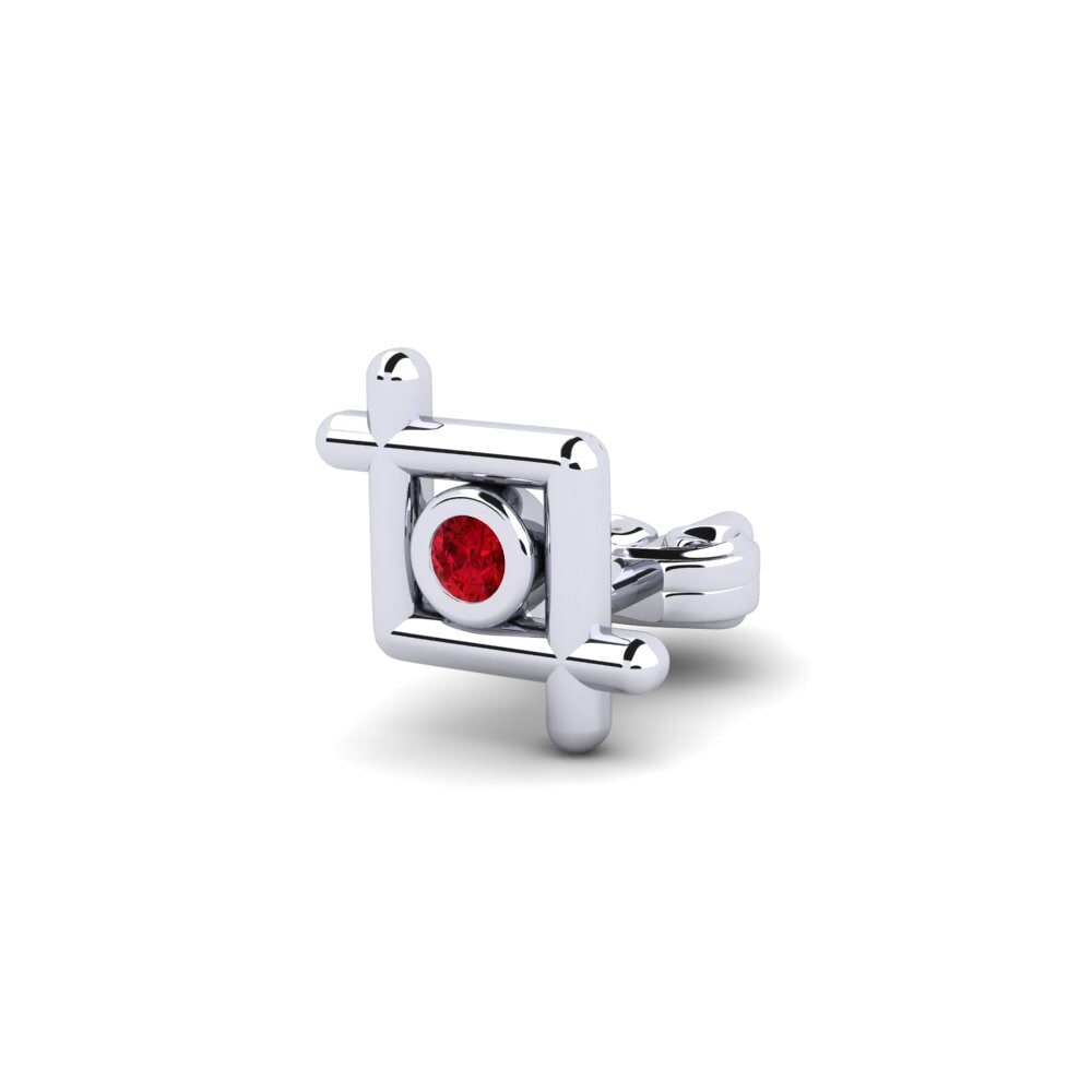 925 stříbro Červený zirkon Pánské náušnice Stove