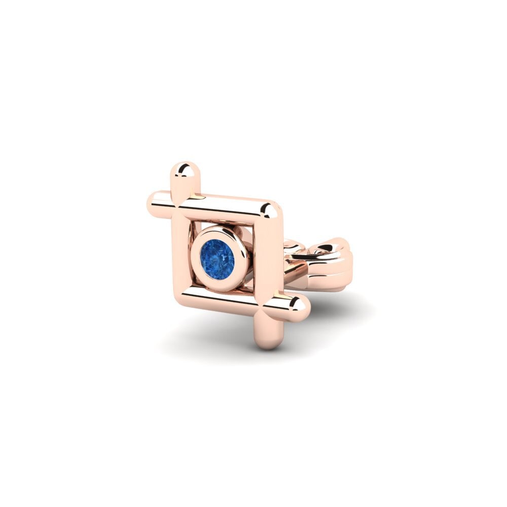 14ct Rose Gold Dark Blue Zirconia Men's Earring Stove