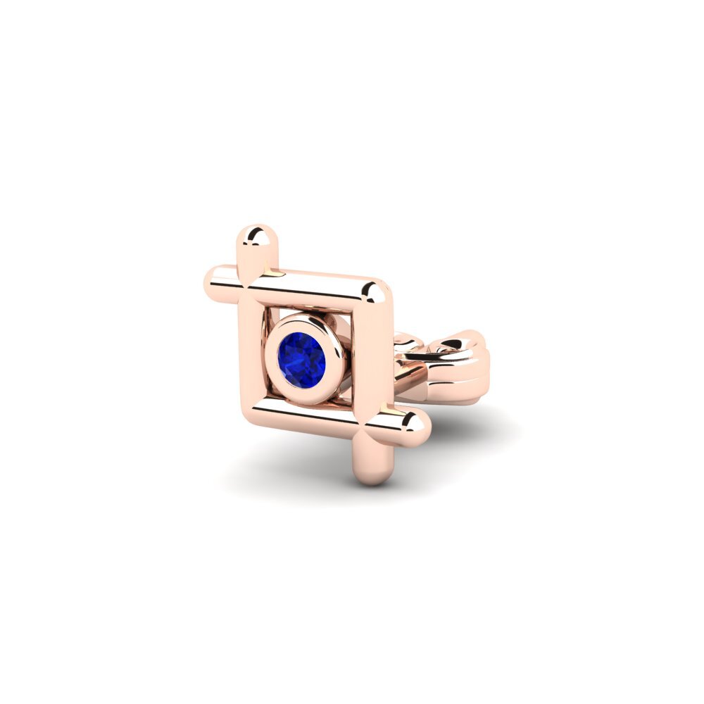 14ct Rose Gold Sapphire Men's Earring Stove