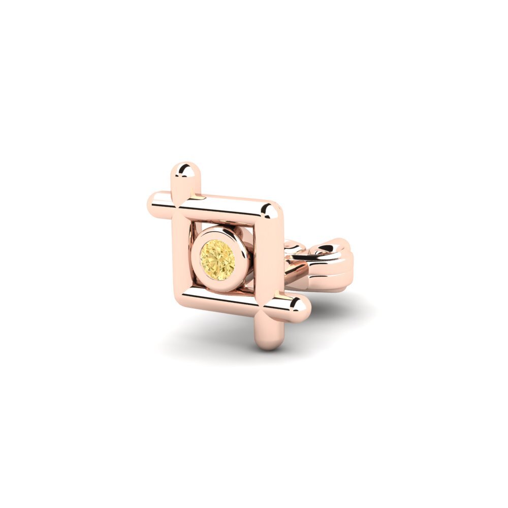 14ct Rose Gold Yellow Diamond Men's Earring Stove