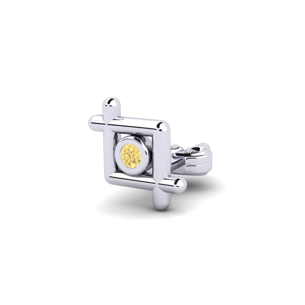 925 stříbro Žlutý diamant Pánské náušnice Stove