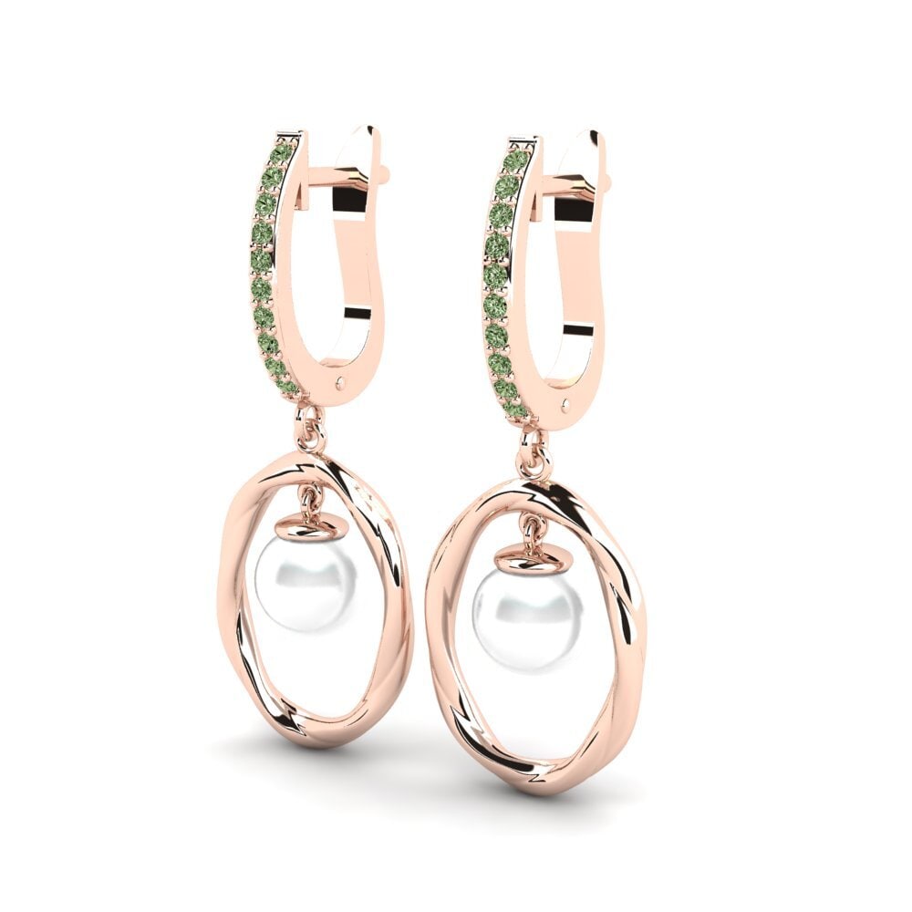 9ct Rose Gold Green Diamond Women's Earring Strofinare
