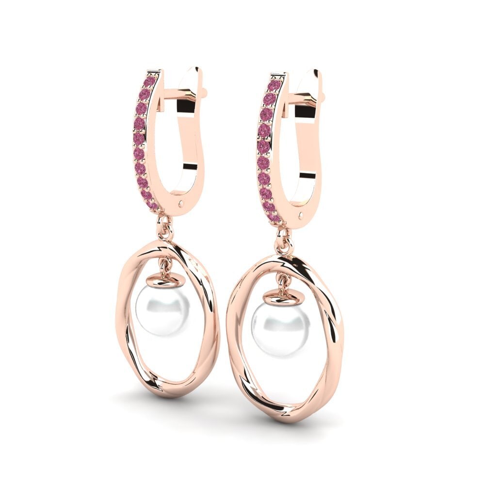 14k Oro Rosa Granate Rhodolite Pendiente de mujer Strofinare