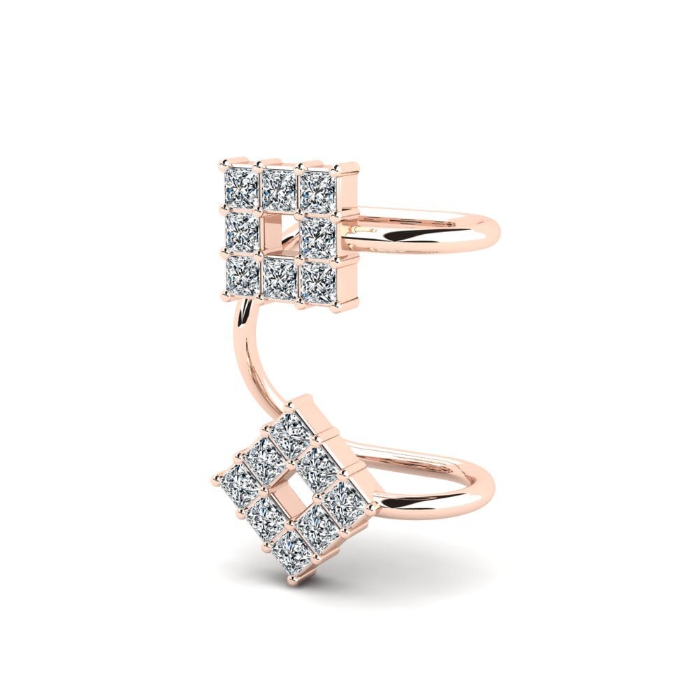 14k Oro Rosa Princesa Pendiente de mujer Strohos