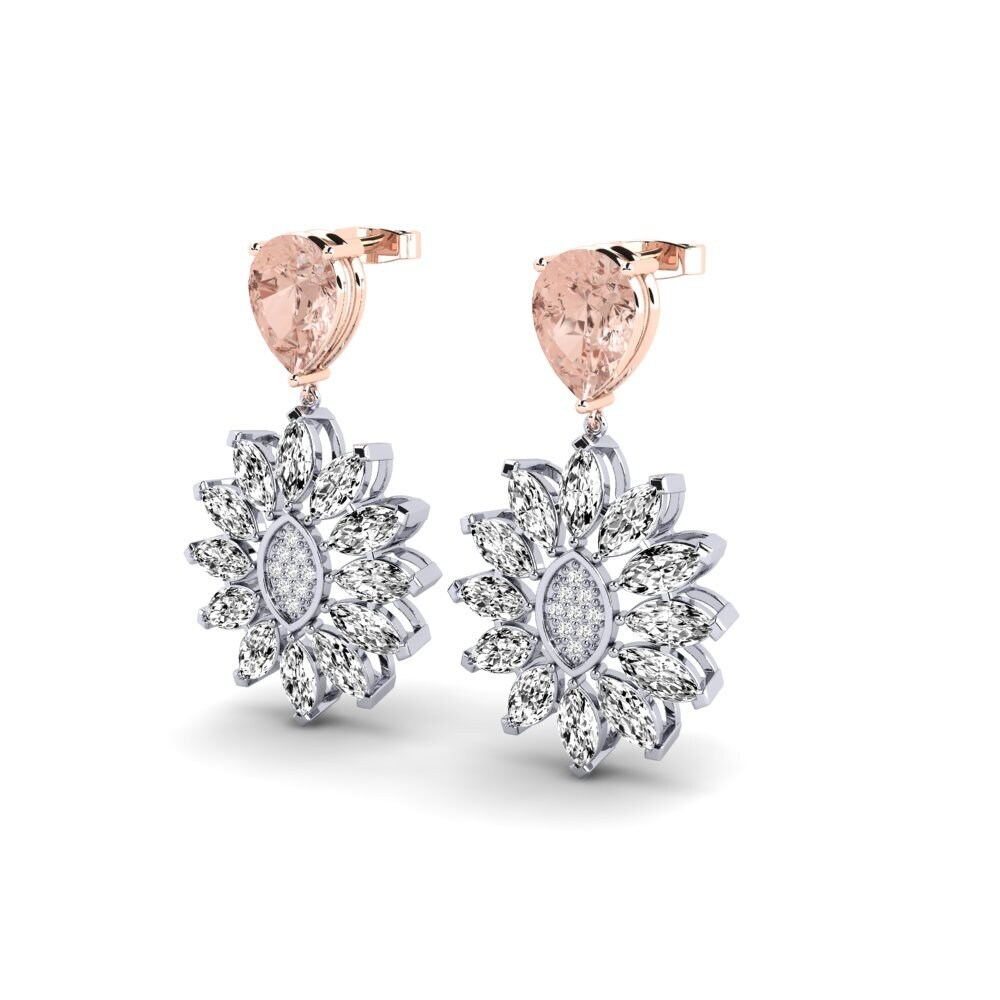 14ct White & Rose Gold Morganite Women's Earring Strudy