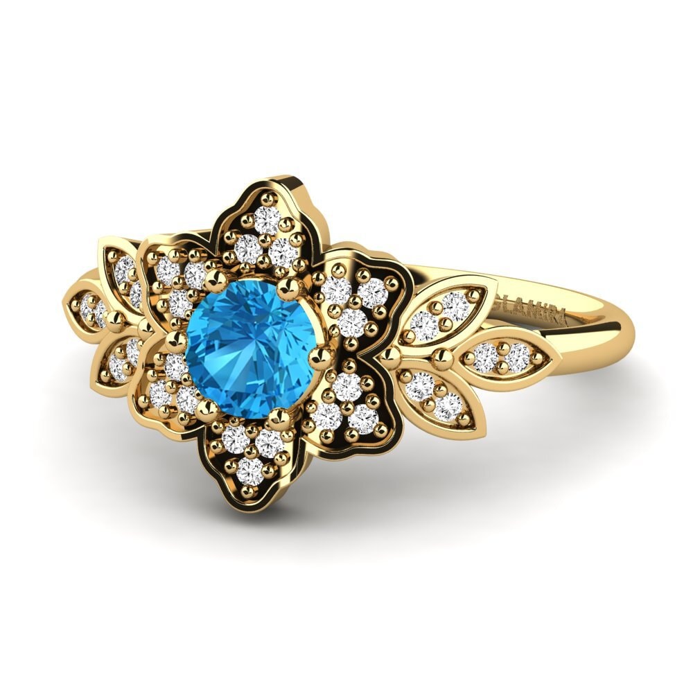 14ct Yellow Gold Blue Topaz Ring Sueann