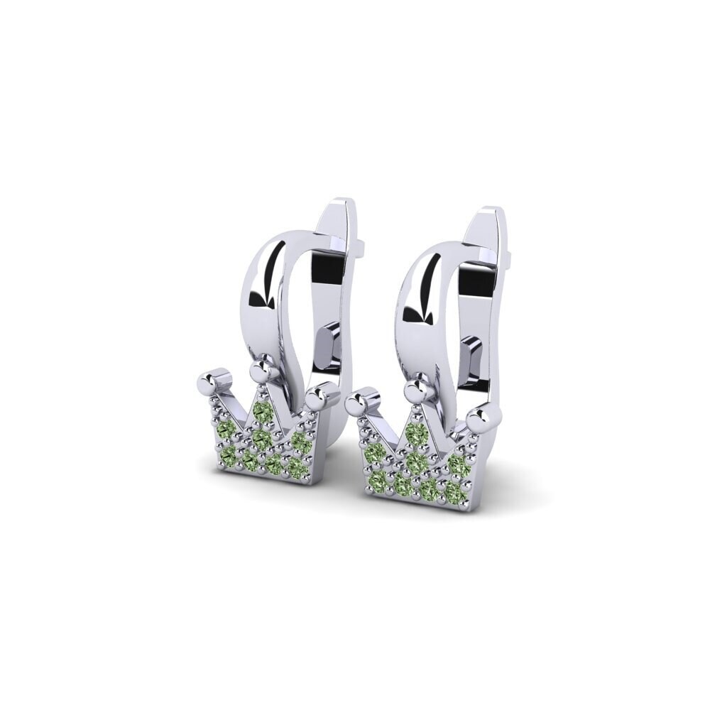 White Silver Green Diamond Kid's Earring Sugan