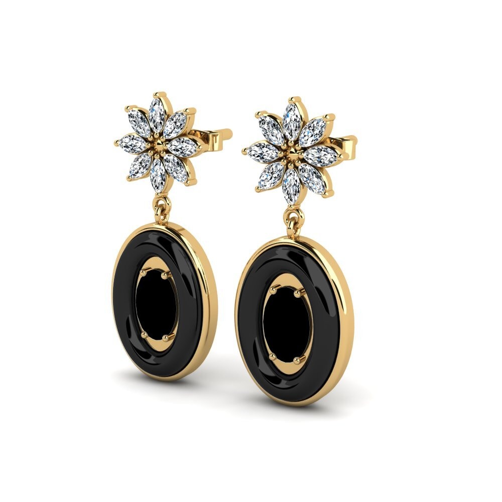 Ovalado Diamante Negro Pendiente de mujer Suggs