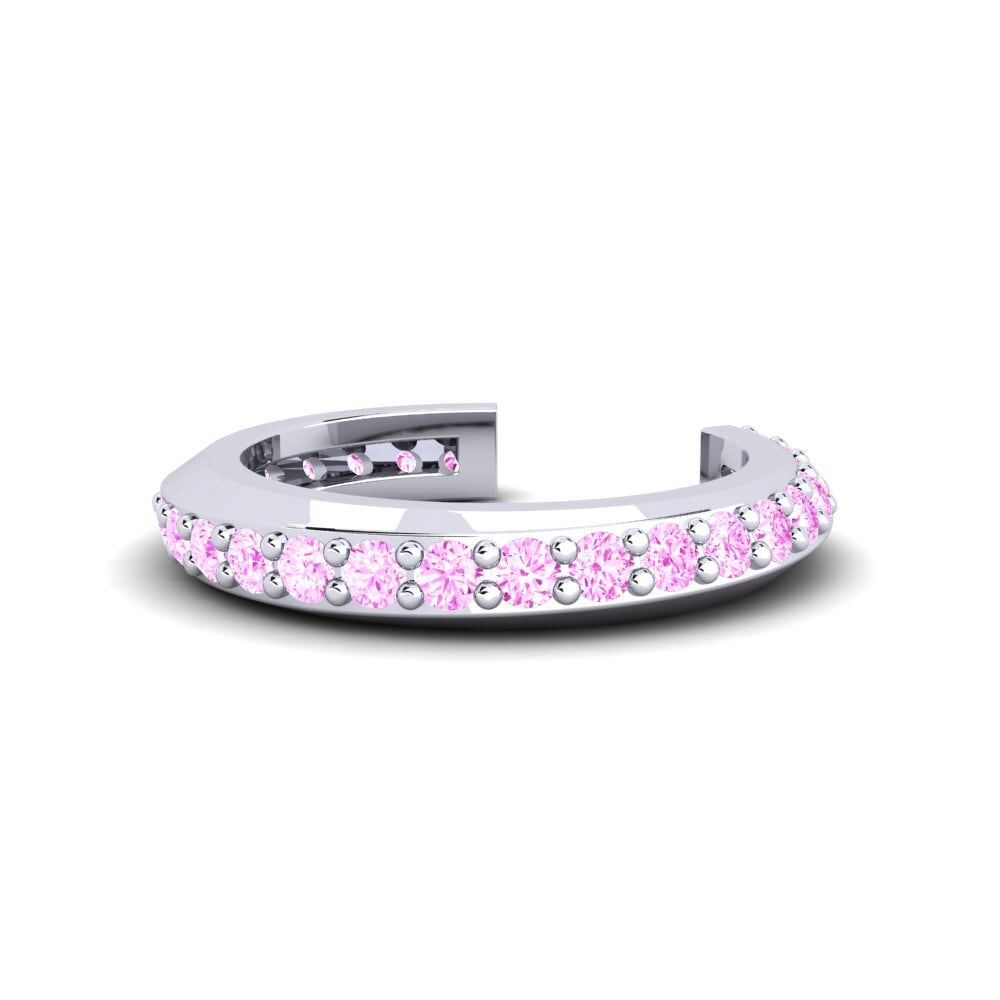 14k Oro Blanco Zafiro Rosado Aro oreja concha Suilup