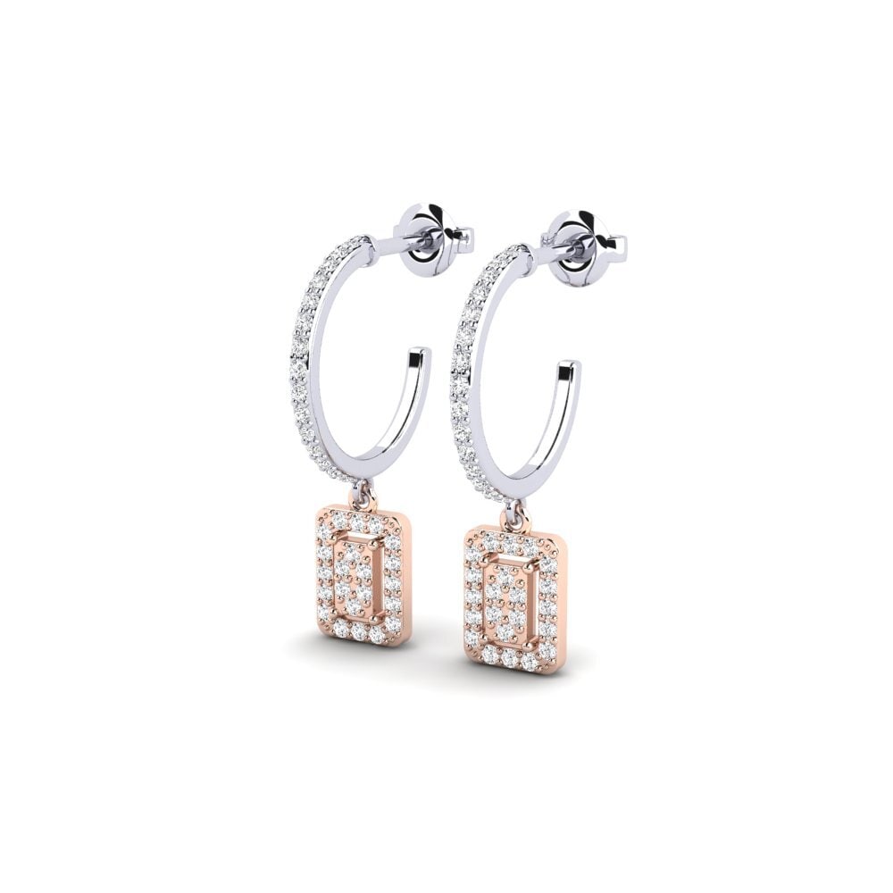 14ct White & Rose Gold Women's Earring Suklaa