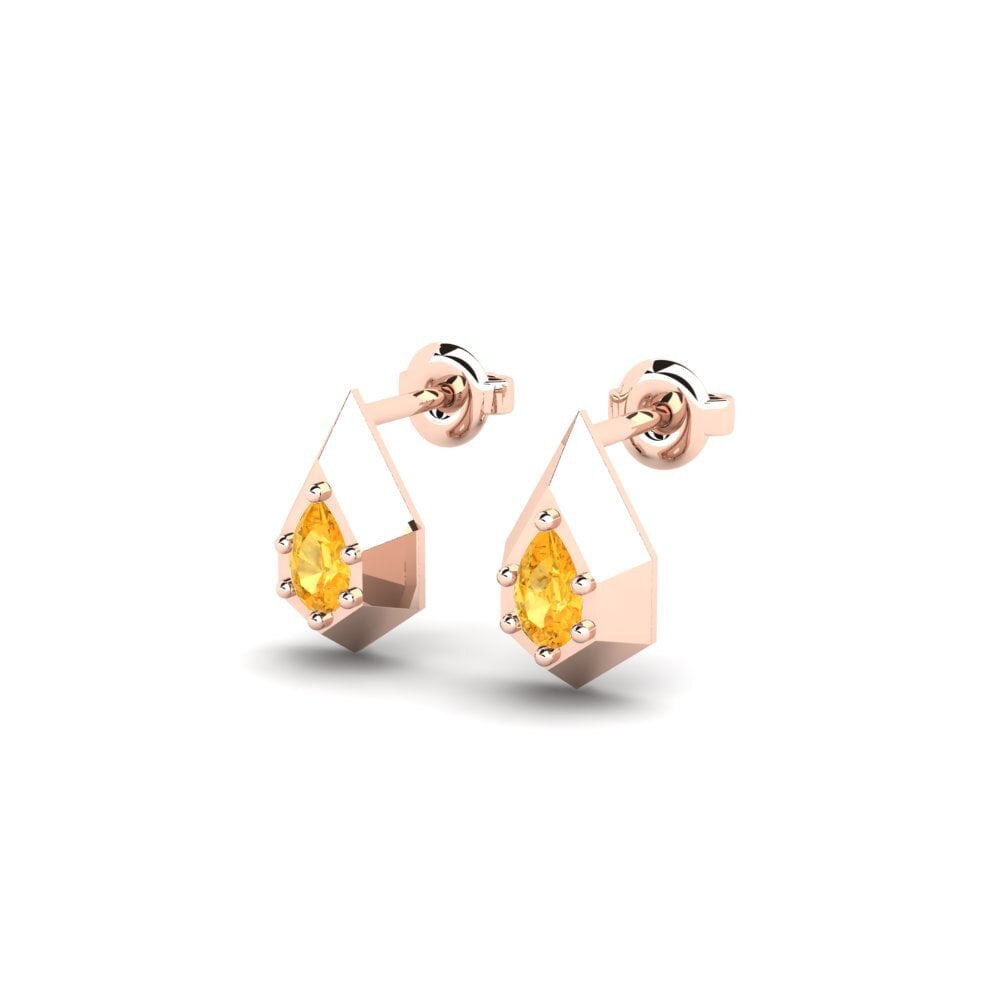 18k Oro Rosa Citrino Pendiente de mujer Sungai