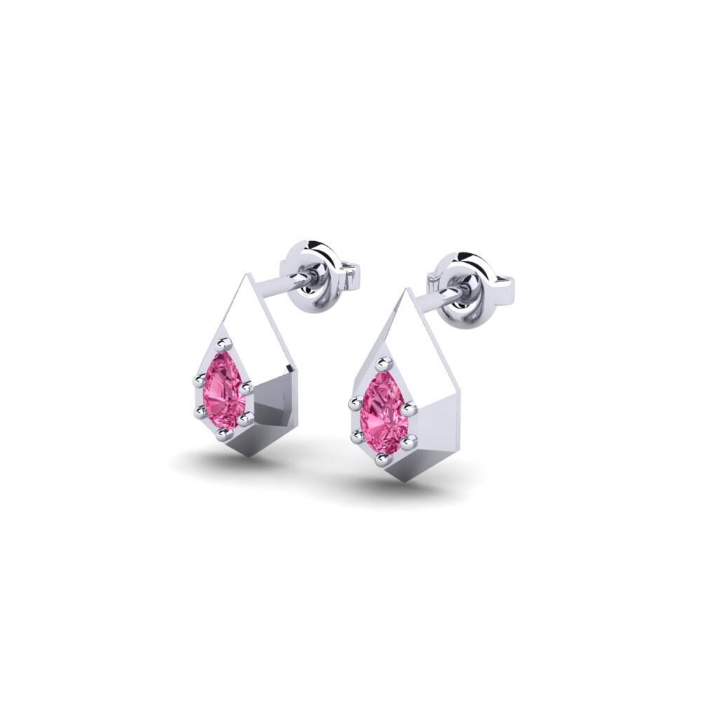 Oro Bianco 375 Tormalina Rosa Orecchino da donna Sungai