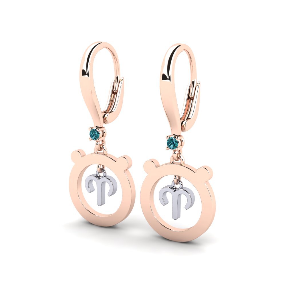Diamant Bleu Boucle d'oreille femme Suning - Aries