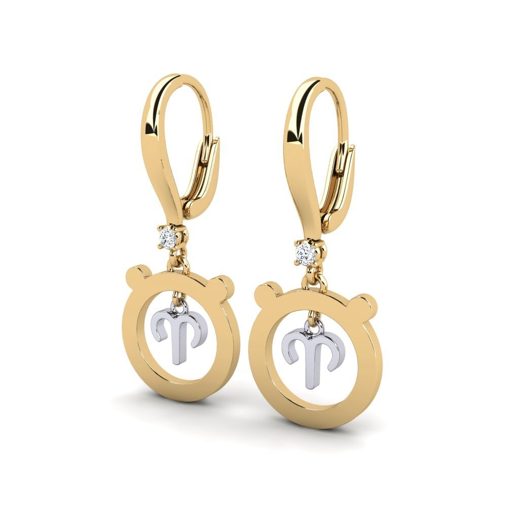 14k Oro Amarillo & Blanco Pendiente de mujer Suning - Aries