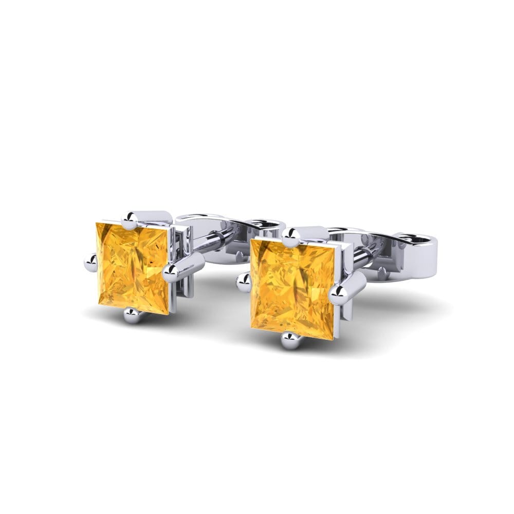18k White Gold Citrine Kid's Earring Sunlit