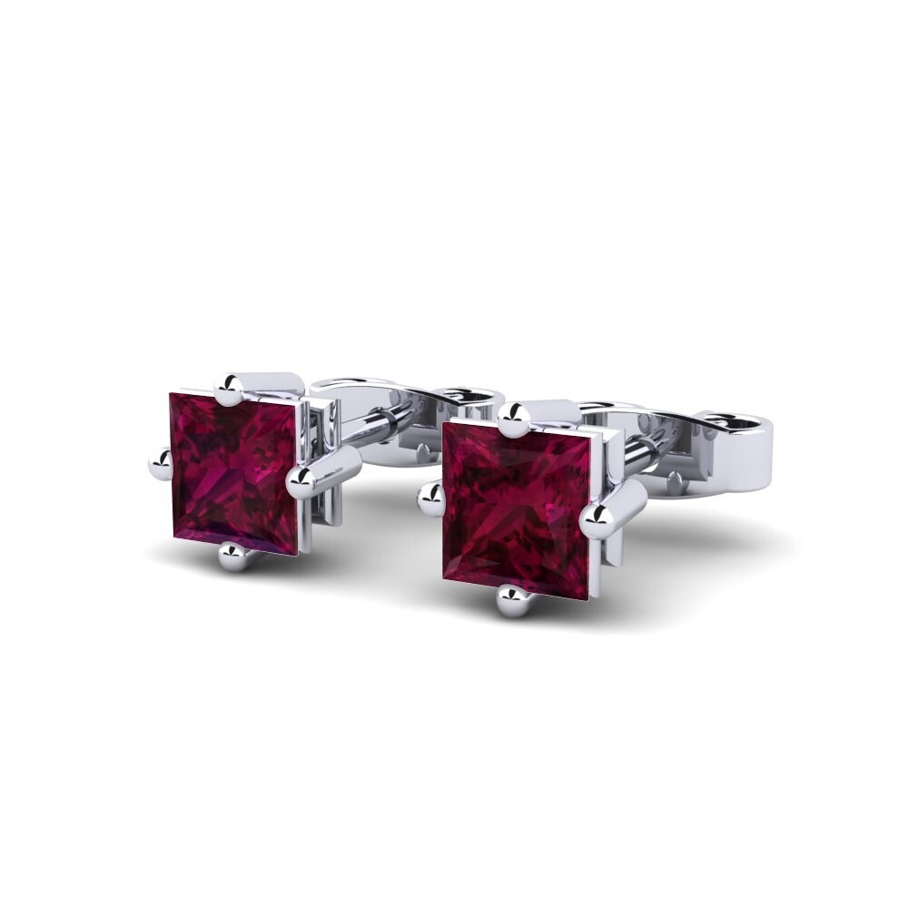 18k White Gold Rhodolite Garnet Kid's Earring Sunlit
