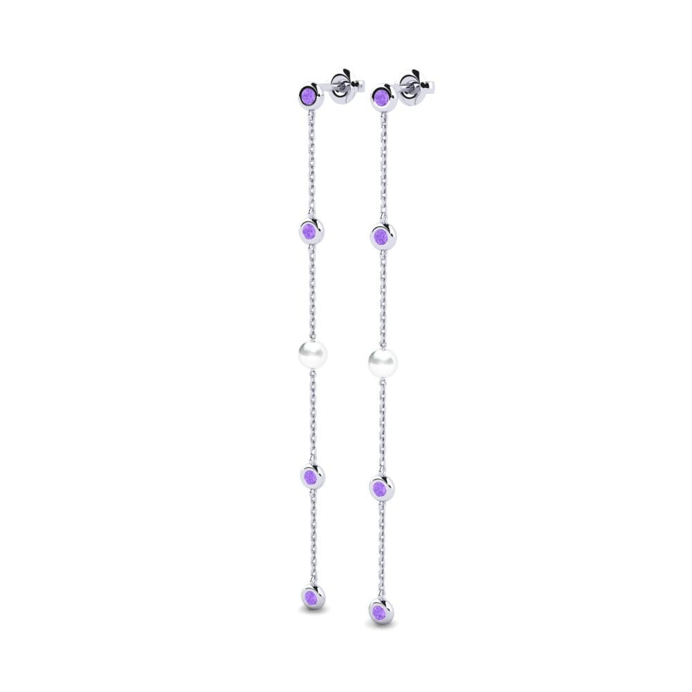 Weißgold 750 Amethyst Damen ohrring Suvd - A