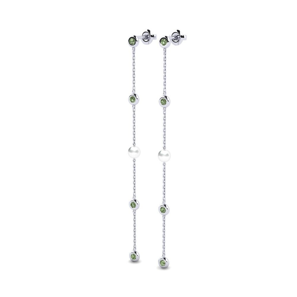 950 Platin Grüner Diamant Damen ohrring Suvd - A